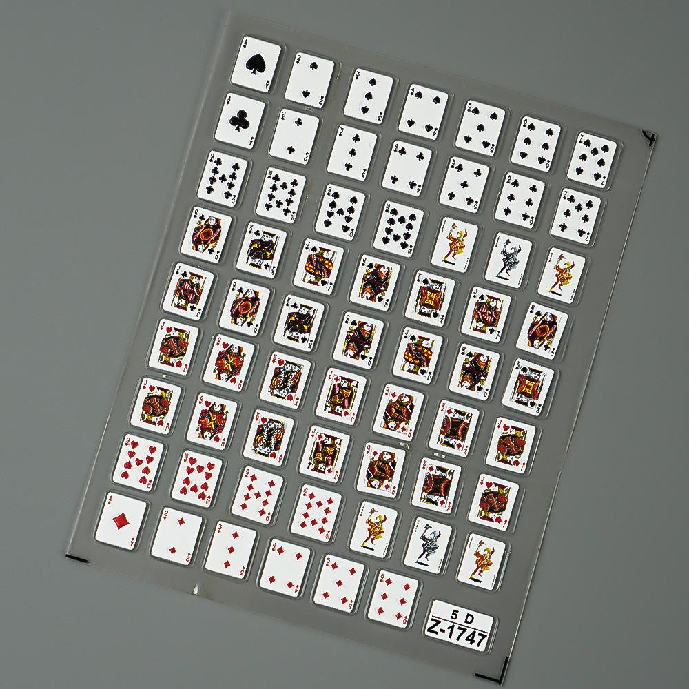 

1pc Embossed Playing Card Nail Art Sticker, Cartoon Design, Self-Adhesive Decal, Embroidered Rectangle Matte Finish, Single Use
