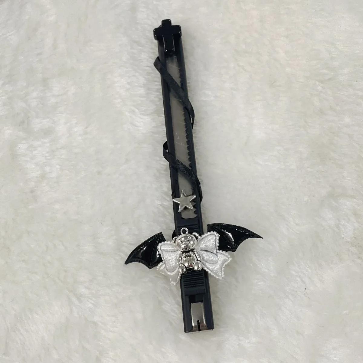 

1 шт Y2K Chic Dark Devil Wings ручной работы универсальный нож Sweet Cool Girl Express Box нож для вскрытия писем офисный резак для бумаги карманный нож чёрный
