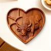 Highland Cow Wooden Charcuterie Board with Compartments Farmhouse Rabbit Clover Shaped Multi-purpose Cheese Snack Serving Tray Appetizer Platter