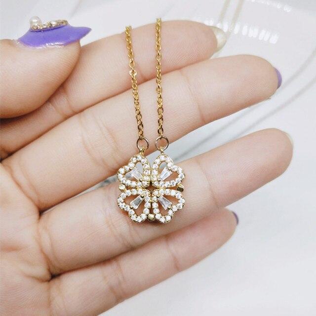 

2 Styles Women Necklaces Shining Full Cubic Zircon Love Heart Pendant Choker Necklaces Jewelry Cute Event Party Event Accessory Cool Foldable золотой