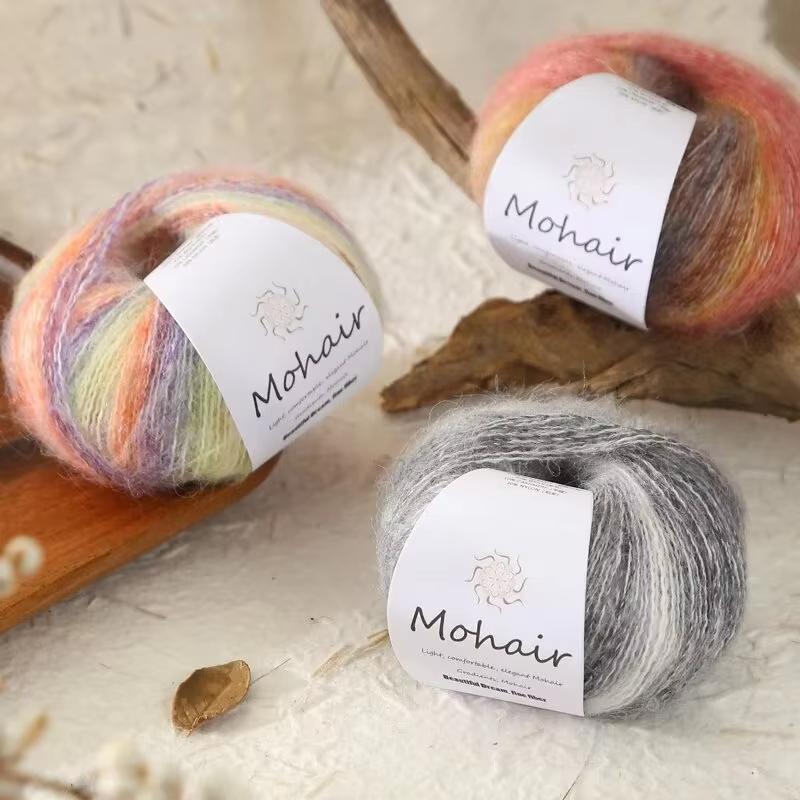 Gradient Mohair Soft Cotton Yarn For DIY Crochet Hand Knitting Yarn Segment Dyed Wool Yarn For Baby Sweater Hat Scarf