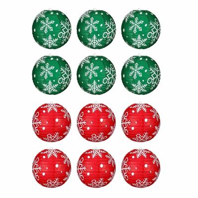 Festival Green Snowflake Paper Lanterns Easy Assembly Efficient Christmas Home Store Window Display