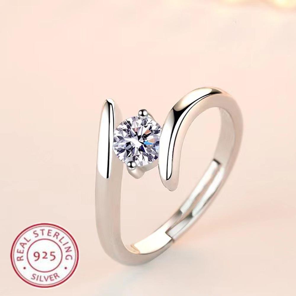 

925 Sterling Silver Ring Simple Generous Zircon Luxury High Quality for Women Rings Wedding Fine Jewelry Accessories Party Gift