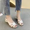 Fashion Ladies Shoes On Sale 2025 Brand One-word Buckle Ankle-wrap Women' Sandals Summer Solid Open Toe Chunky Heels Daily Sandals Women