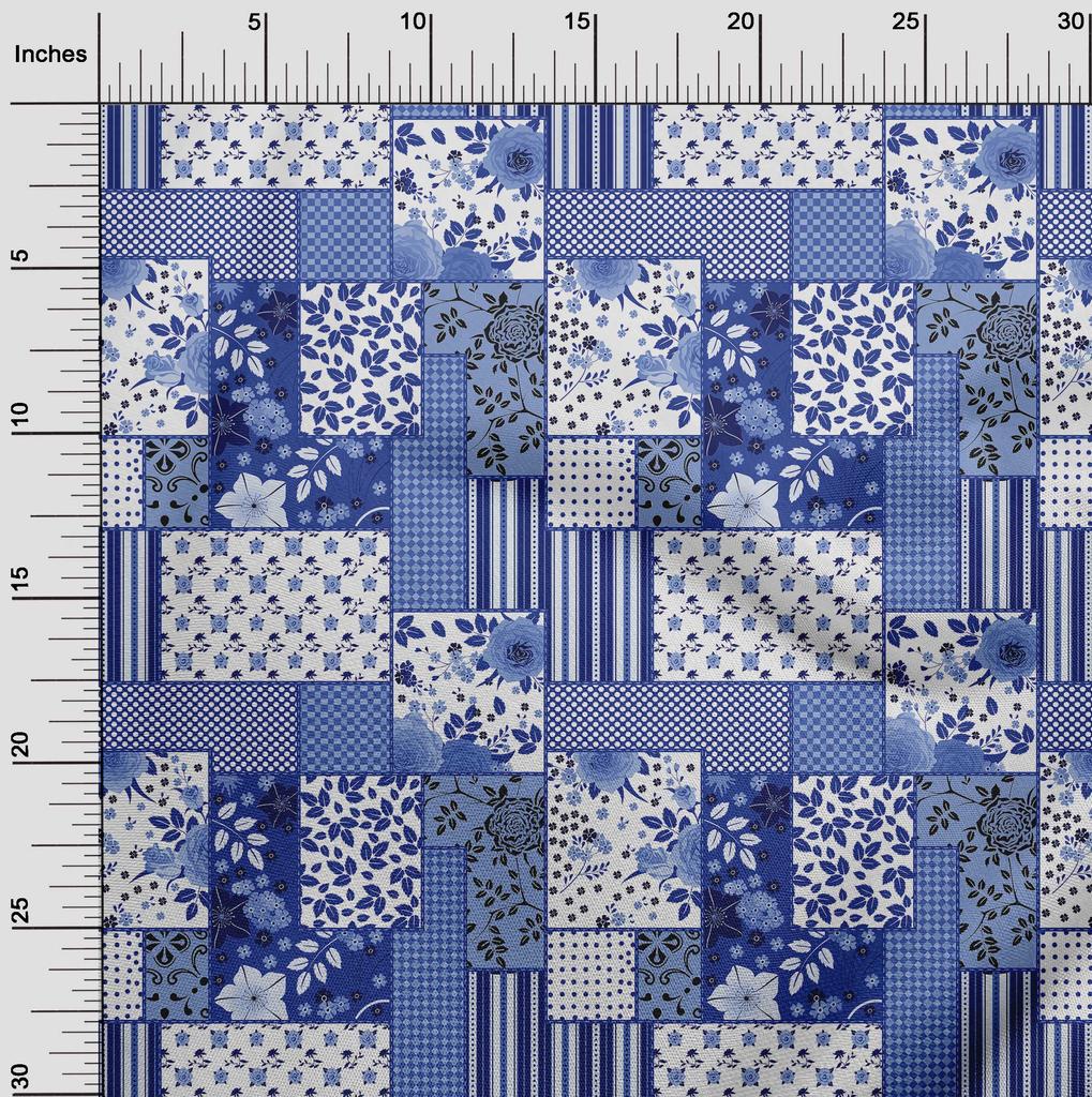 oneOone Cotton Flex Bläulich-Violett-Stoff mit Blumenmuster, Nähstoff Meterware, bedruckt, DIY-Kleidung, Nähzubehör, 101,6 cm