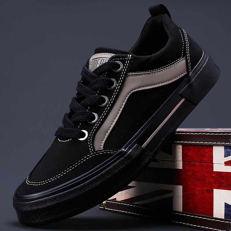 Spring New Men's Shoes Fashionable Breathable and Comfortable Versatile Lace-up Shoes Trendy Low Top Flat Men's Canvas Shoes