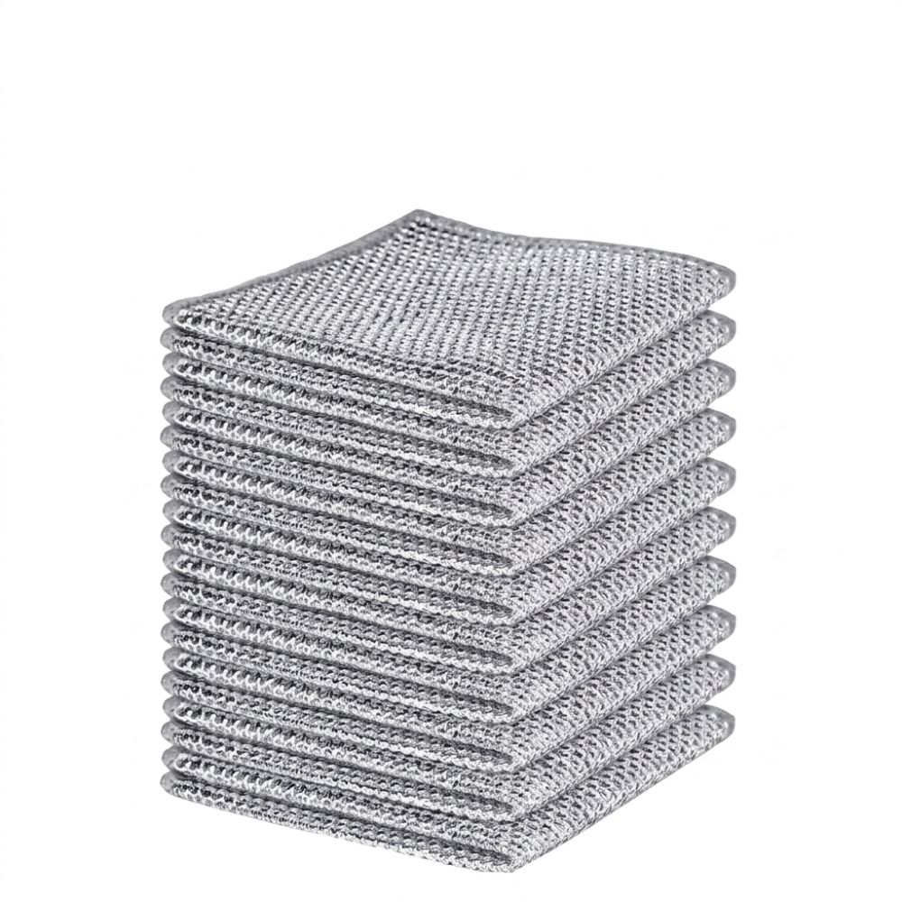 10pcs Wet And Dry Use Double Sided Wire Rags Nonstick Scrubbing Pads Convenient Dishcloths Home
