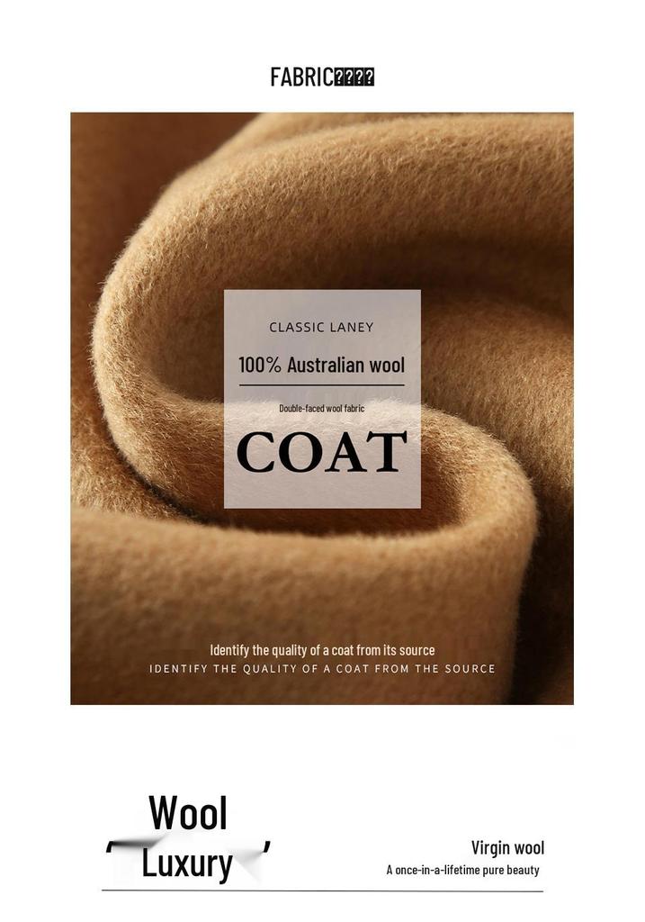Women's Petite Mid-Length Double-Sided Wool Coat - Solid Color with Loose Seven-Sleeve Design