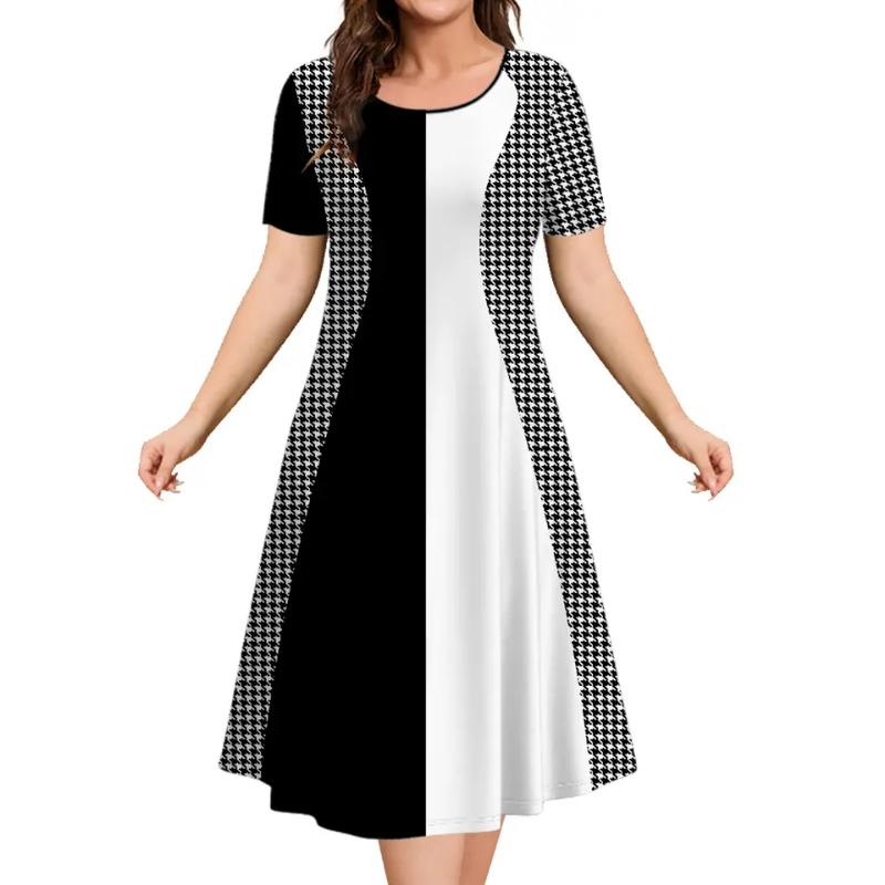 Oversized Summer Women's Short Sleeve Dress Plus Size 9XL Women's Loose Short Dress Casual Printed Fashion Party Dresses 2025