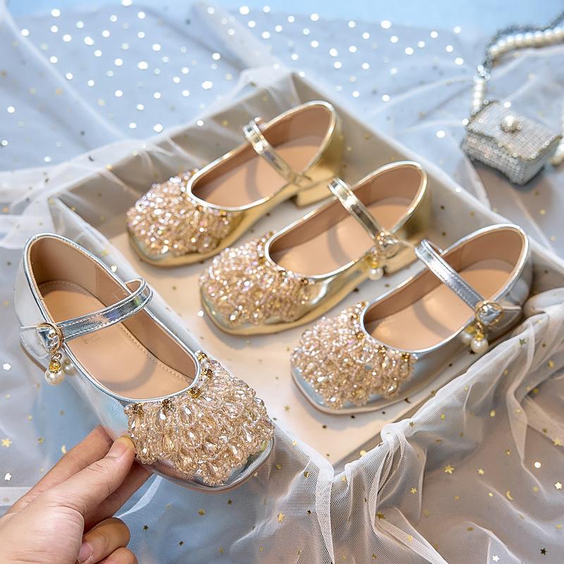 2026 New Girls' High Heel Princess Shoes Spring and Autumn Children's Leather Shoes with Square Head Single Shoes