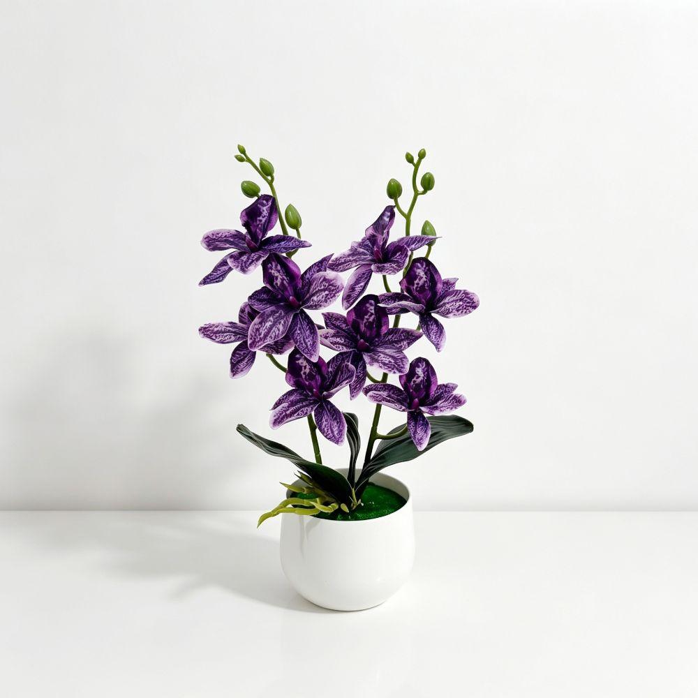 Multicolor Artificial Orchid Flower Silk Petals Simulated Orchid Plant Desktop Ornament