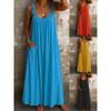 Nuovo Abito Casual da Donna Senza Spalline Scollatura a U Regular Pieghettato Multicolore