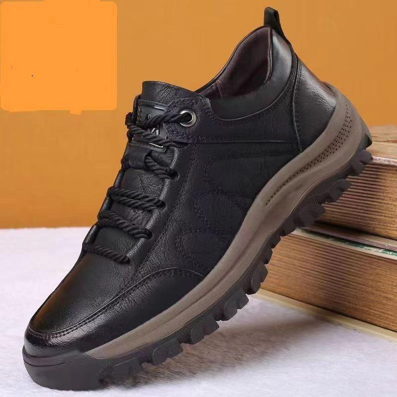 Large Size Men's Shoes Spring Casual Leather Shoes Soft Surface Daily Sports Platform Mountaineering Tooling Shoes