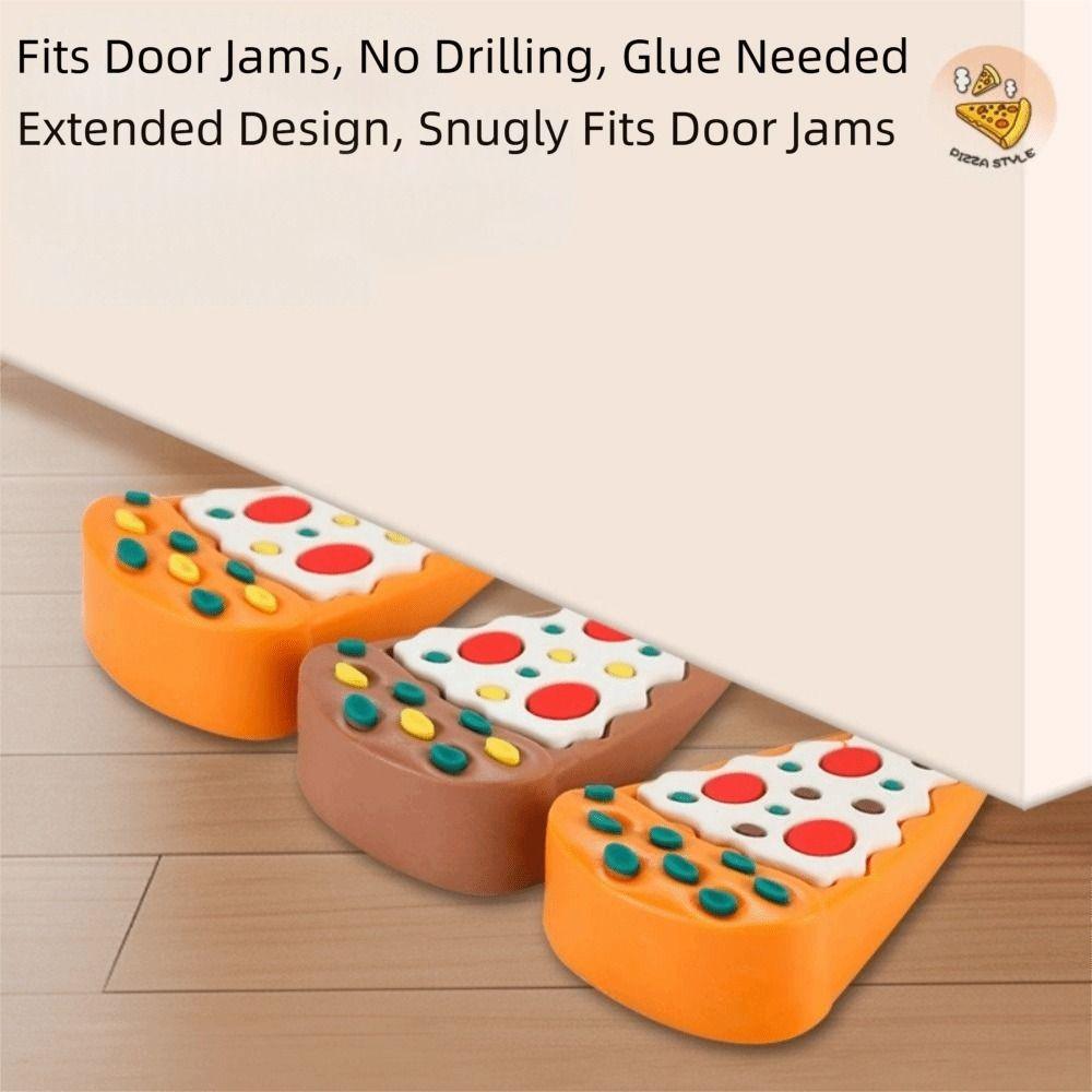 Silicone Silicone Door Stopper Shock Absorbent Reusable Anti-collision Stopper Cartoon Pizza Design No Drilling Required