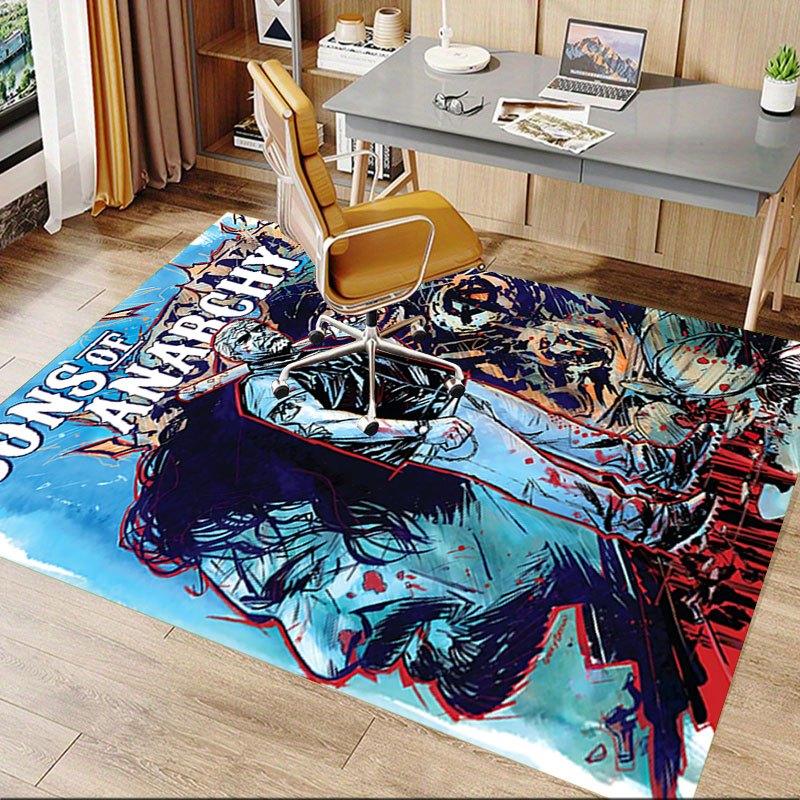 1pc Sons of Anarchy Themed Office Carpet Chair Mats - Durable Polyester Rug for Home Theater, Office, Dorm Room Decor - tA07