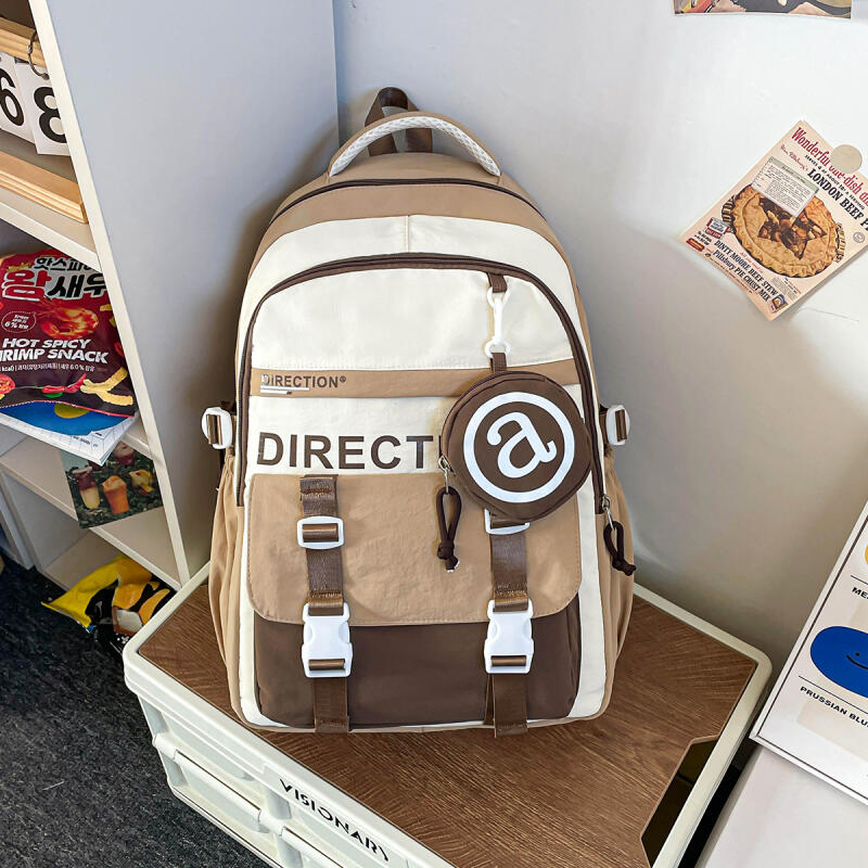 College Rucksack Damen Schultasche Große Kapazität Farbkontrast Rucksack