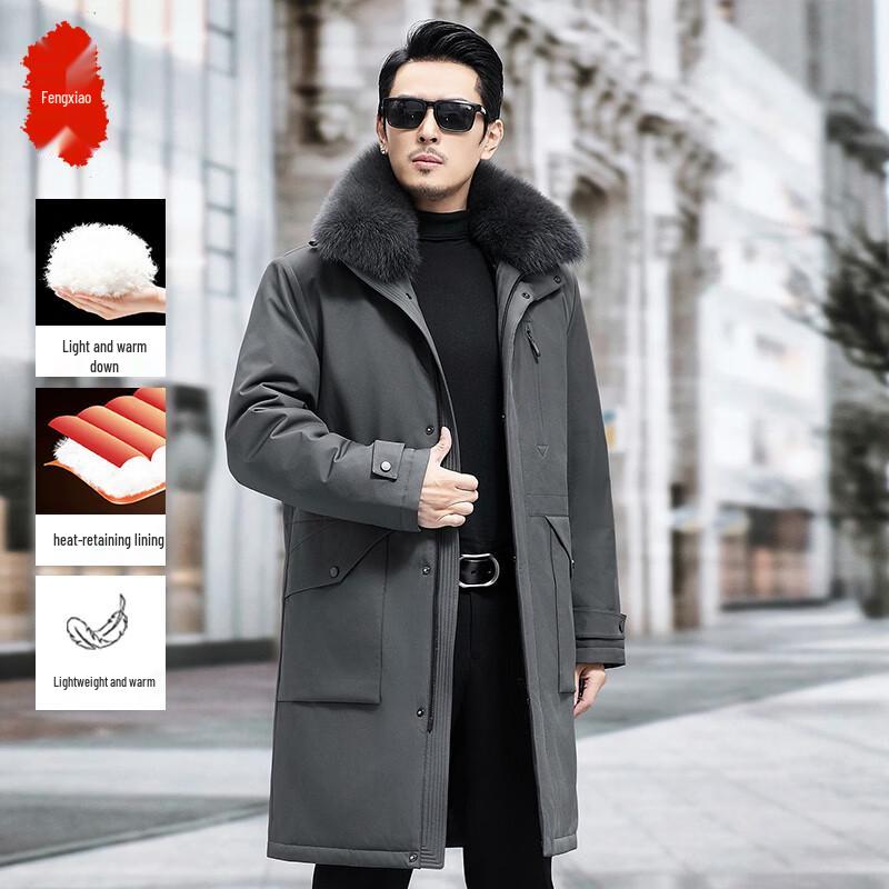 Men's Thickened Mid-Length Down Jacket for Middle-Aged and Elderly