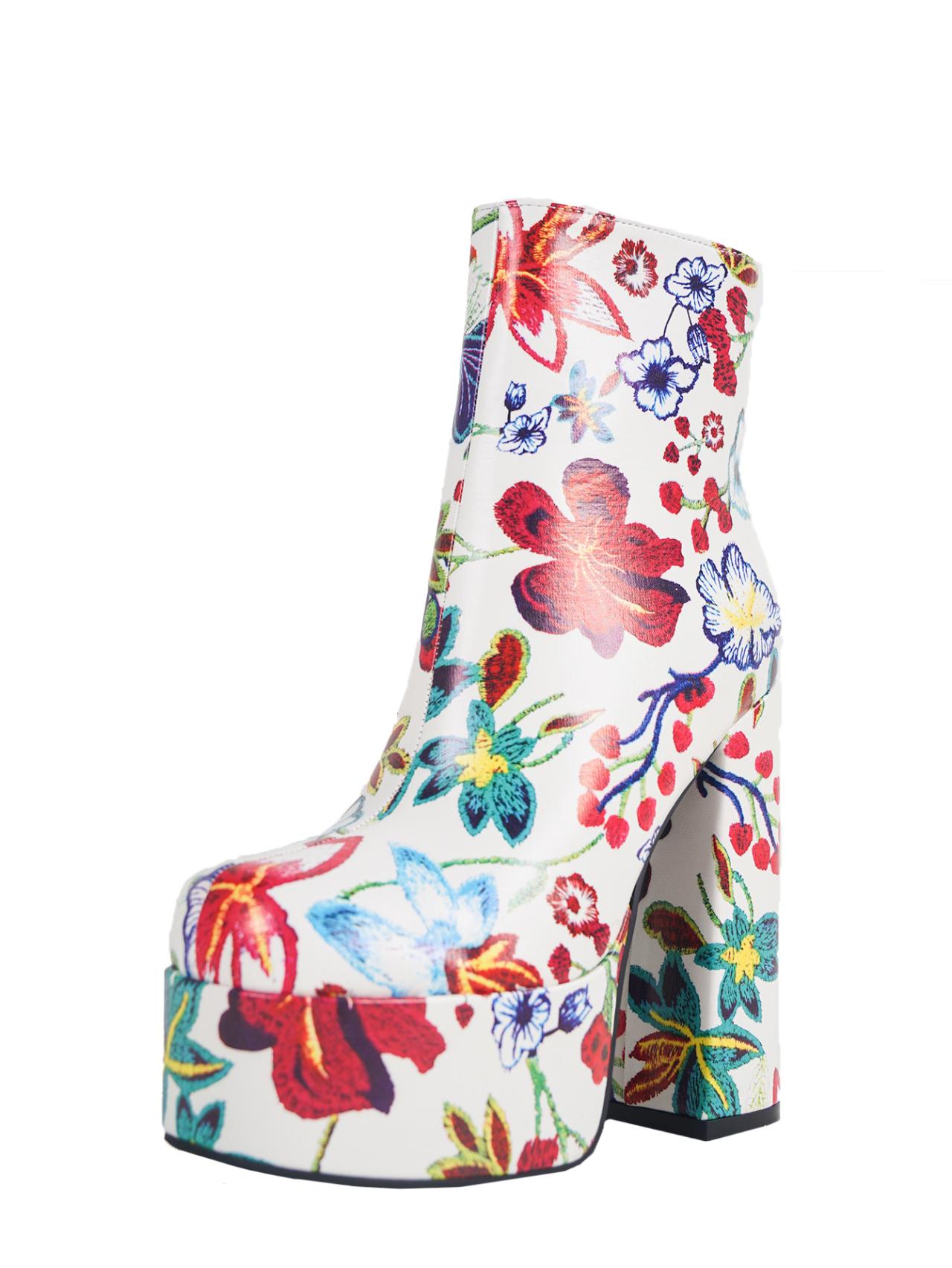 

Женская обувь 2024 года, новые женские сапоги с принтом, модные современные ботинки с боковой молнией, женские сапоги с круглым носком, супер высокие ботильоны 43 белый