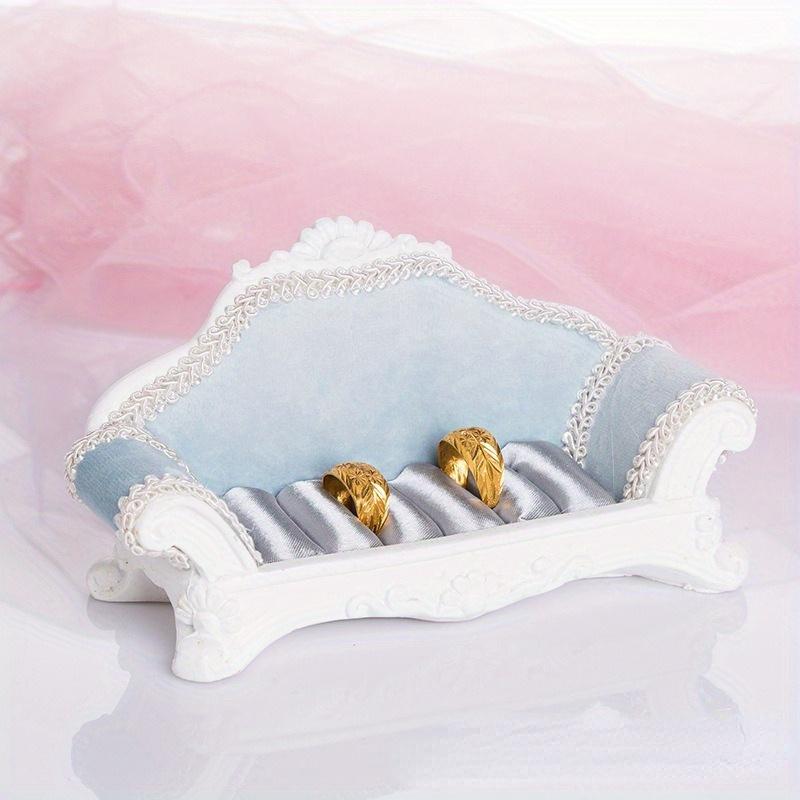 

Диван Меблева коробка Коробка для зберігання кільця Органайзер Дисплей 5 слотів Весільний подарунок синій