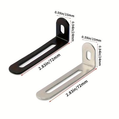 10-piece Adjustable Bracket, 90-degree L-shaped Right-angle Bracket, Furniture Fixing Connection Angle Pegs, Silver and Black