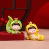 Cartoon Snake Baby Figurine Statue Cake Toppers Decoration Chinese Zodiacs Theme Party Accessories Resins Ornament