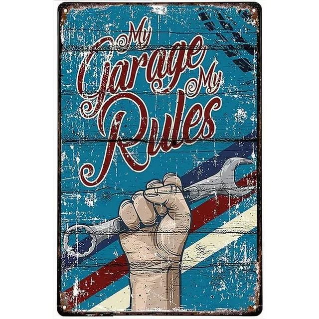 Vintage Metal Tin Signs  My Garage My Rules  Retro Wall Decor Plaque for Game Room Cafe Garage Club Bar Pubs  Iron Painting D