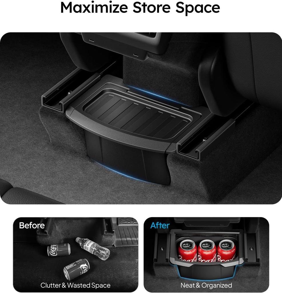 Rear Center Console Organizer [Partitioned Storage & Stable Installation] Backseat Storage Box for Tesla 2023-2025 Model 3/Y