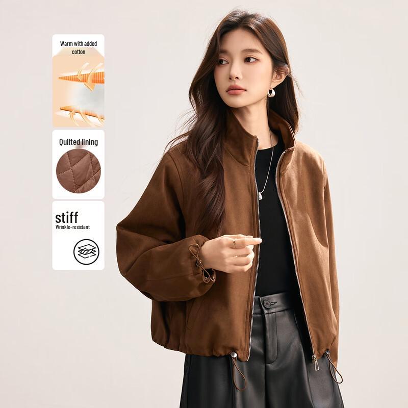 

TERRE BLEUE Женская корейская куртка в стиле ретро со стойкой и утеплителем L