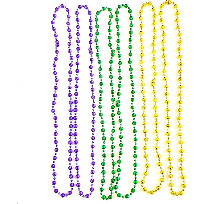 10 Pcs Mardi Gras Jumbo Ball Bead Necklaces Carnival Gold Purple Green Mardi Gras Beads Parade Holiday Party Supplies