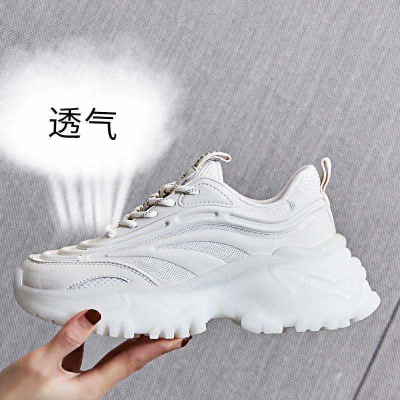 Leather dad shoes women's 2025 spring new women's mesh shoes running sports shoes women's casual height-increasing women's shoes