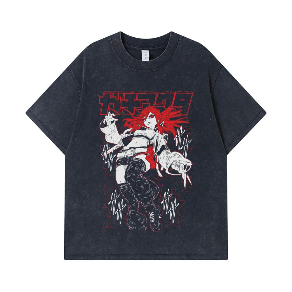 275 GSM Washed T-shirts 100% Cotton Gachiakuta V6 Riyo Black Print Unisex Heavy Cotton T Shirt