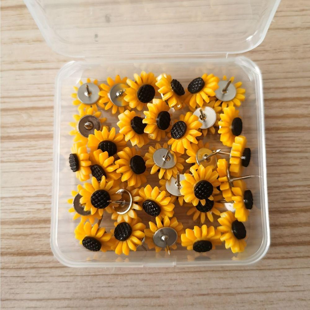 10/20/30/40/50Pcs DIY Sunflower Pushpins Colored Flower Push Pins  Office School Supplies