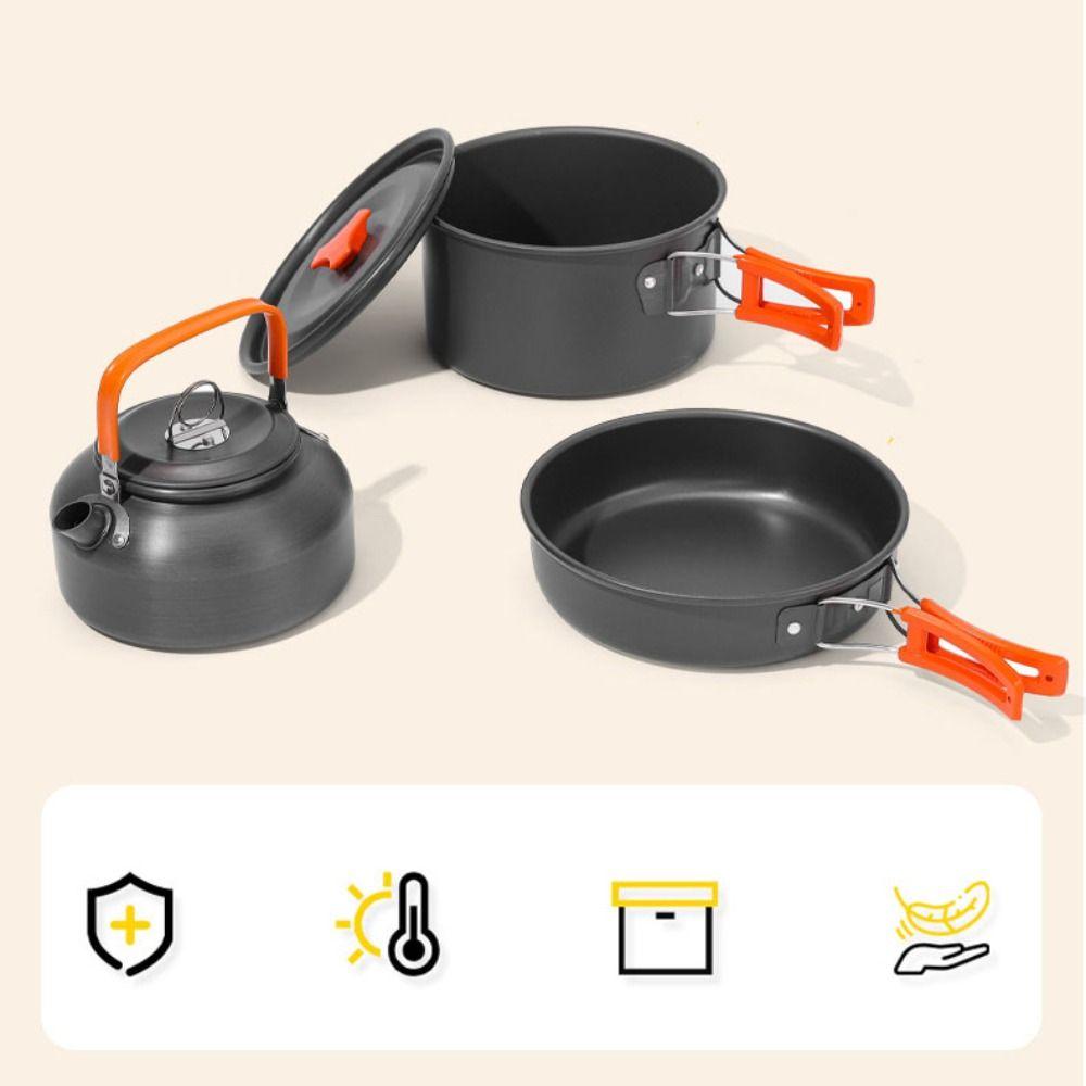 Frying Pan Outdoor Cookware Set Kettle Picnic Pot Set Camping Tableware Kitchen Equipment