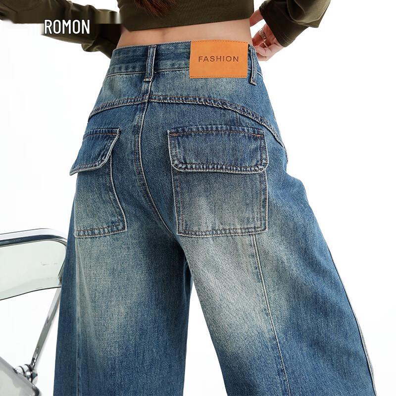 Luomeng Women's High-Waist Wide-Leg Jeans