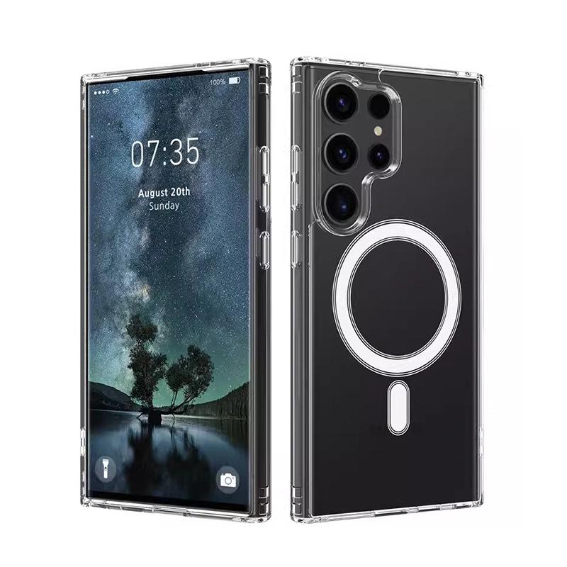 Samsung S23/S26 Ultra Transparent Acrylic Phone Case with Magnetic Cover, A57/A16 Protective Design.