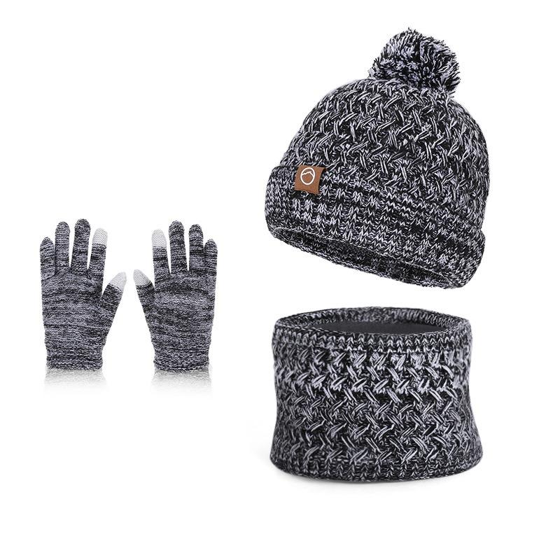 Winter Children's Hat, Scarf, Gloves, Three Piece Set, Anti Cold Ear Protection, Head Cover, Woolen Hat with Plush Insulation