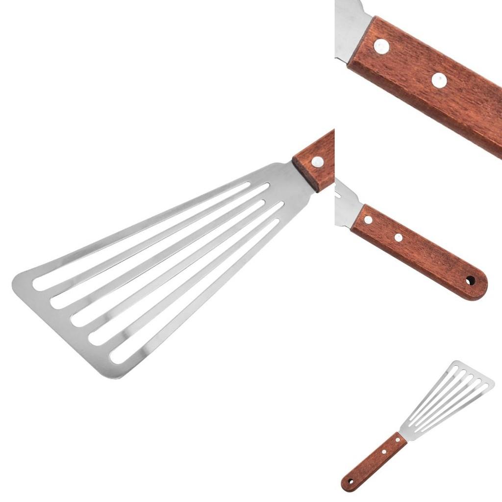 Durable Non-slip Fish Turner With Heat Resistant Wooden Handle For Kitchen Use
