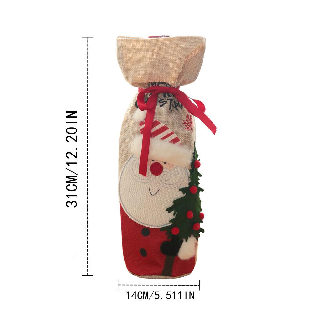 Christmas Wine Bottle Cover Bags  2Pcs Santa Snowman Wine Bottle Cover Bag Christmas Decors Party Holiday Home Decors