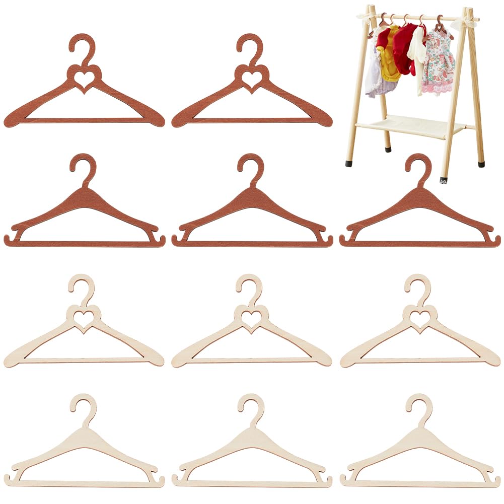 BENECREAT 24 Mini Clothes Hangers Doll Hangers 4 Styles Wooden 76x45mm for BJD Dolls Stuffed Clothes Storage Dollhouse Decoration Doll 4190₽
