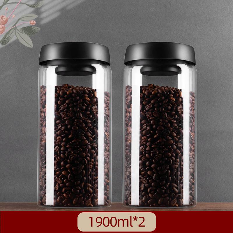 GIANXl Vacuum Sealed Jug Set Black Coffee Beans Glass Airtight Canister Kitchen Food Grains Candy Keep Fresh Storage Jar Set