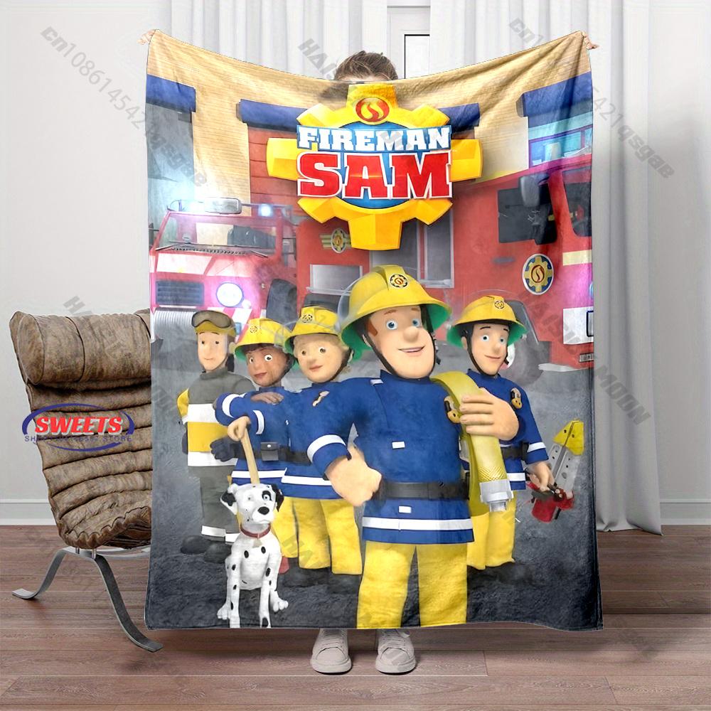

Cartoon Theme Fireman S-Sam Blanket,Soft Flannel Plush Gifts Blanket for Home Couch Sofa Bed Decor, Blanket for Kids All Seasons 75x90cm