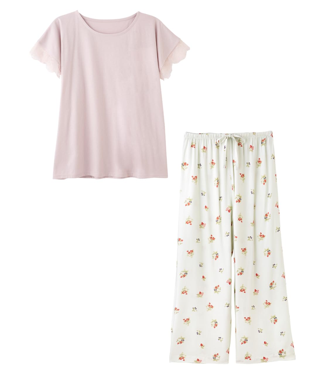 

comfortable material against bare cute Good Sleepy one size [Peach John] [Roomwear, skin, lace, summer] short-sleeved pajamas, strawberry, суничний