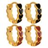 Korean Sweet Heart Titanium Steel Hoop & Stud Earrings - Fashionable Gold Heart-Shaped Jewelry for Women