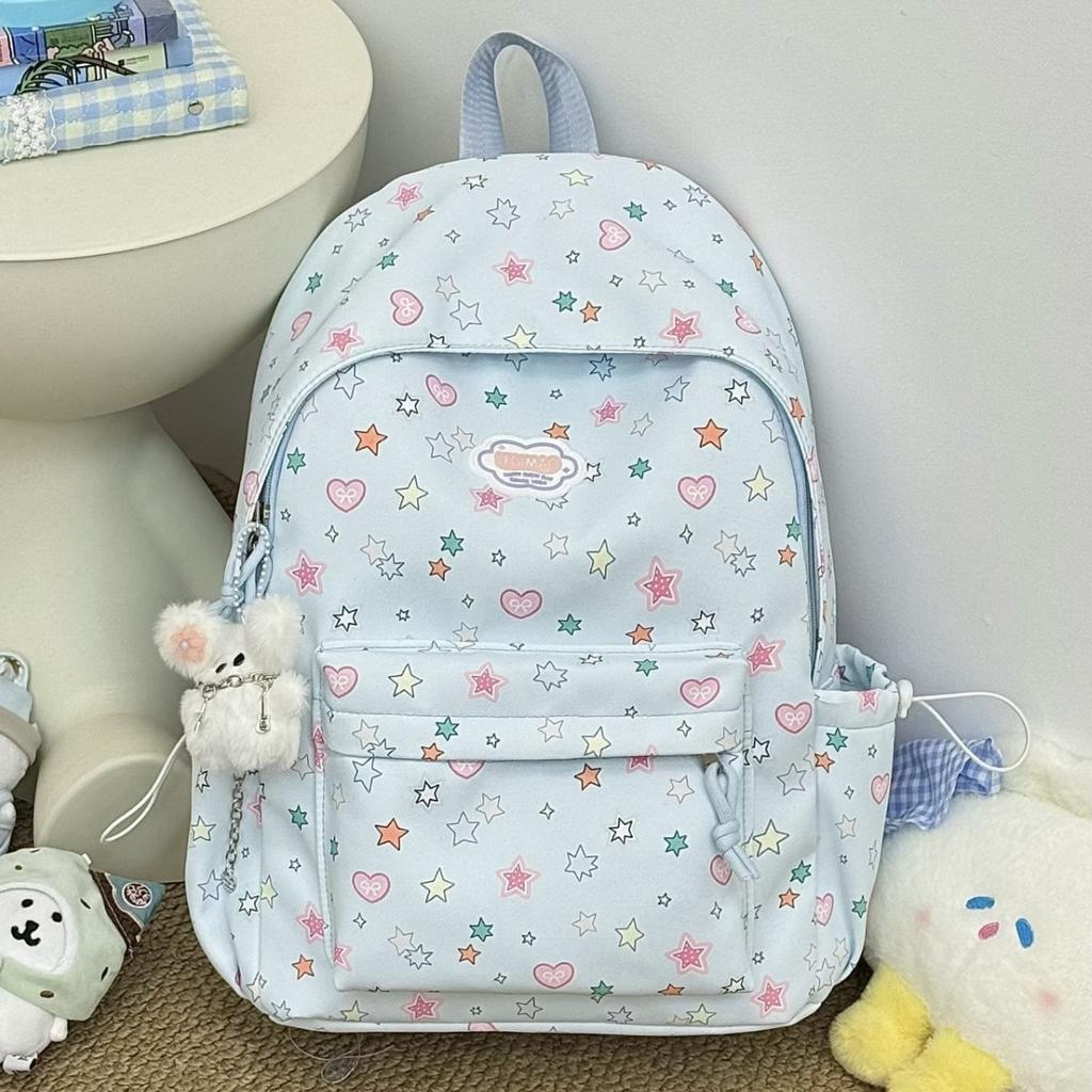 Schoolbag Fresh and Sweet Student Bag Star Print Student Bag Leisure Travel Backpack Travel Commuter Student Backpack