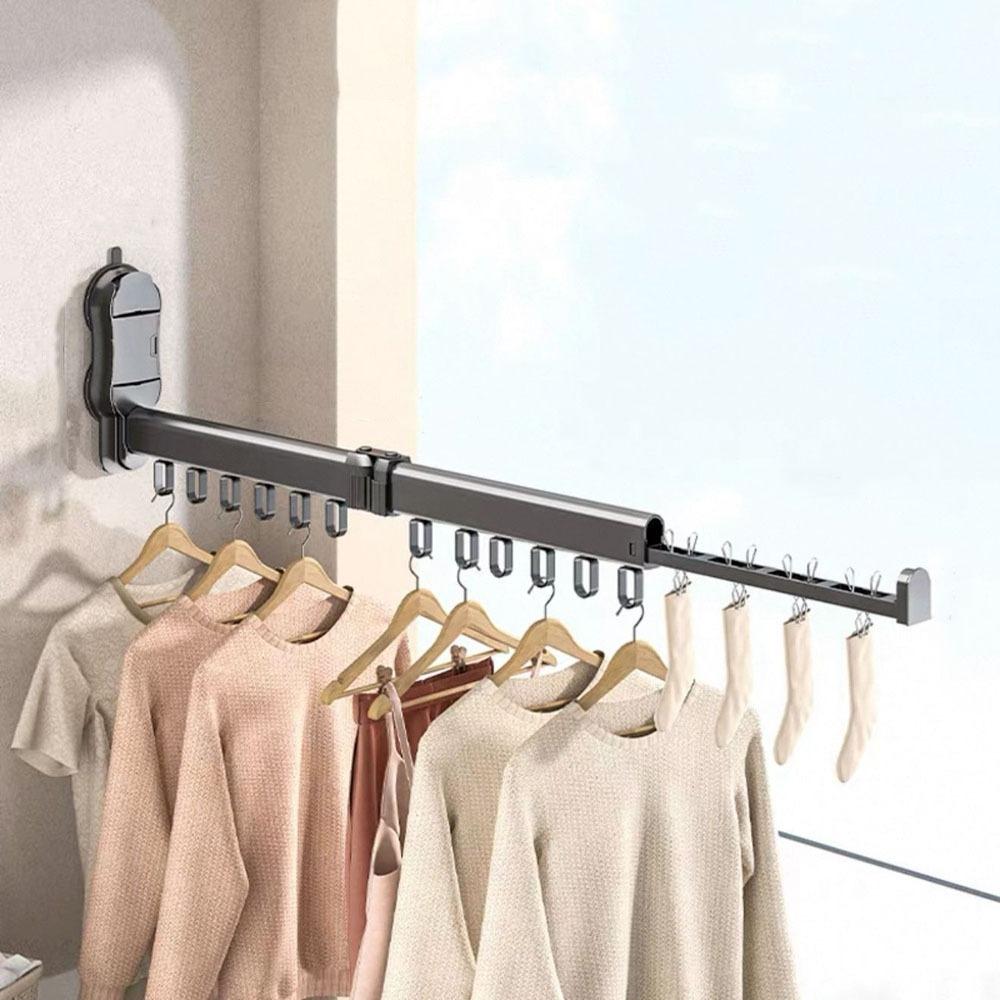 Large Capacity Folding Clothes Rack Wall Mounted Laundry Hanger Clothes Drying Rack  Towels