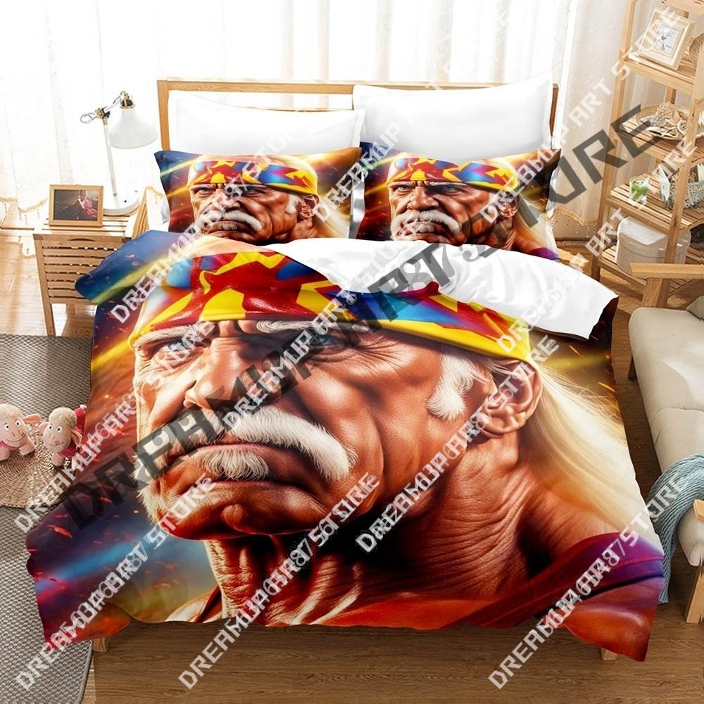 Ensemble de literie Hulk Hogan Lutte Impression 3D Jumeau Reine Roi Taille Standard Housse de couette Taie d'oreiller Lit Garçons Filles Adulte Textiles de maison EU Single 90x200cm
