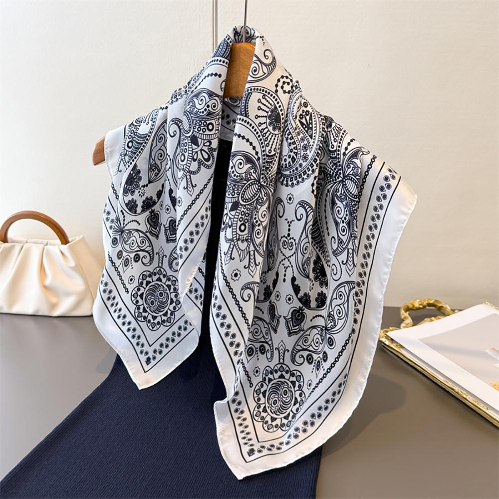 Luxury Paisley Print Shawl Square Scarf for Women Satin Fashion Wraps Neckerchief Female Hair Bands Ribbon Headband Bandana