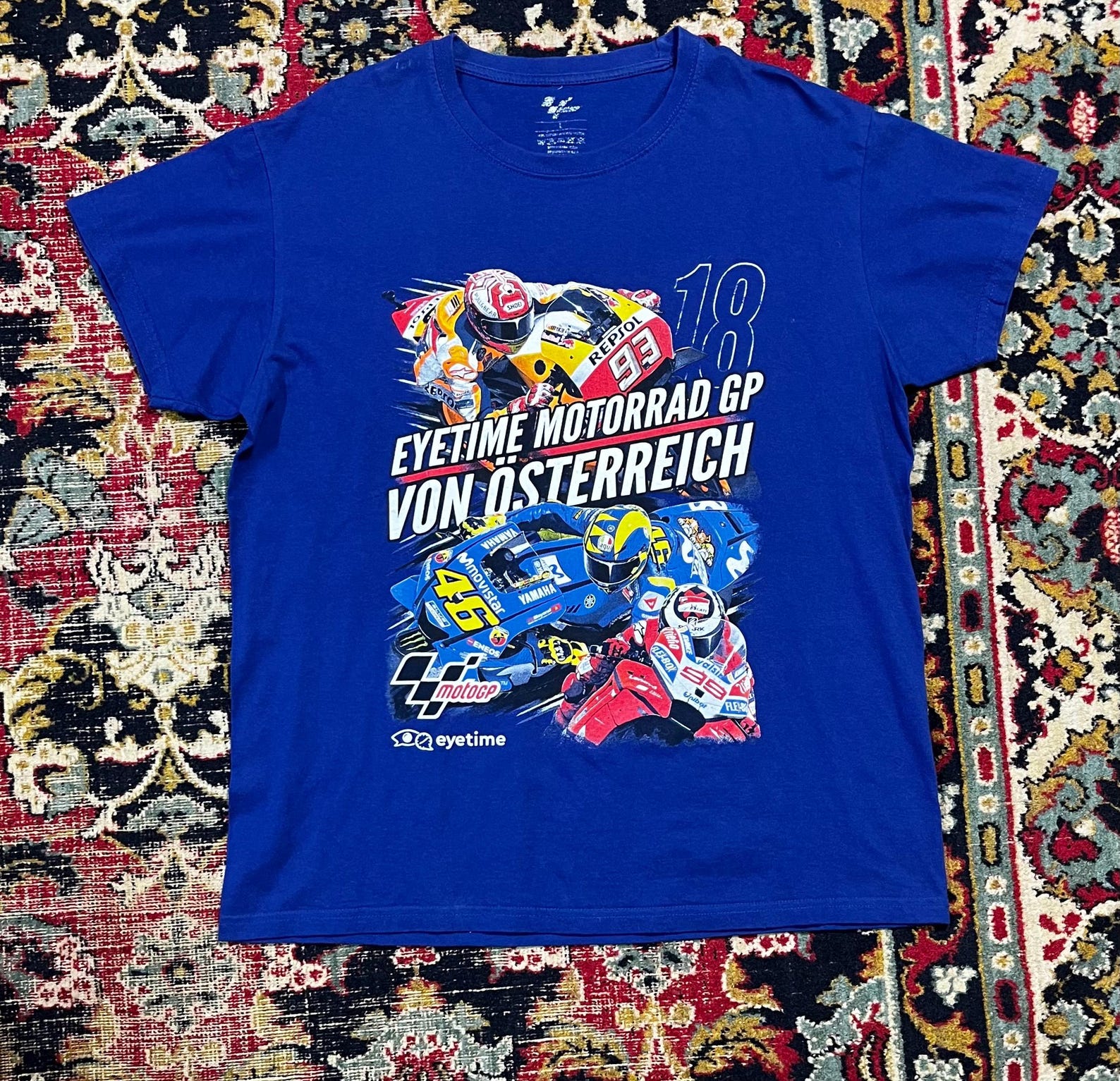 MotoGP Eyetimes Motorrad GP T-Shirt Blue Motorcycle Racing Size L XL