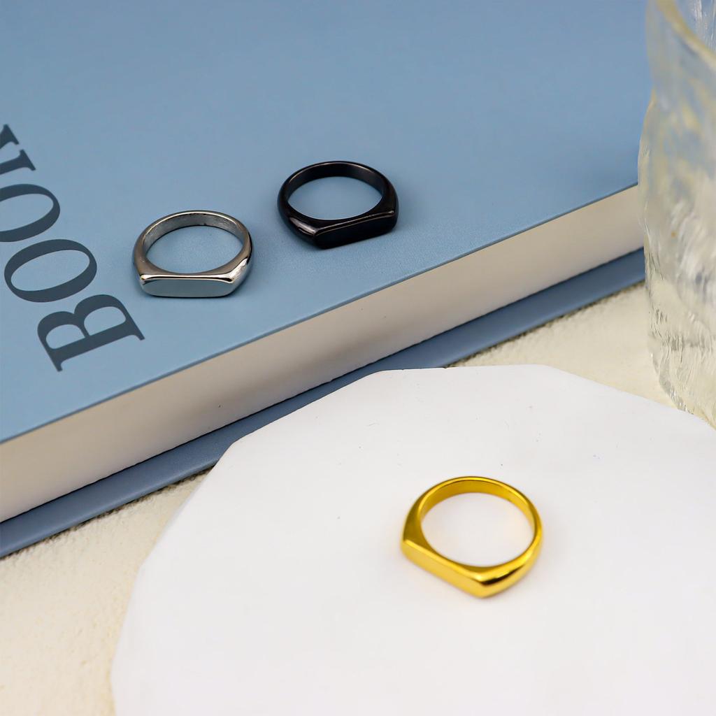 Stainless Steel Casting Plain Ring, Titanium Steel Gold-Plated Cold Talk Ring, Popular Fashion Men'S And Women'S Flat Ring