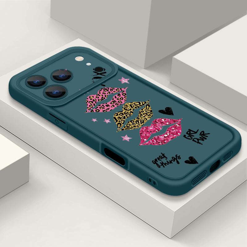 Red Lips Kiss Patterned Soft TPU Phone Case For iPhone 17 Pro Max 17e 16 15 14 13 Pro Max 16e 11 Shockproof Silicone Back Cover